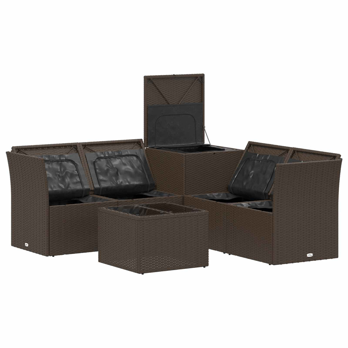 Set sofe 6 kom. Smeđa i krem bijela Poli Rattan i čelik