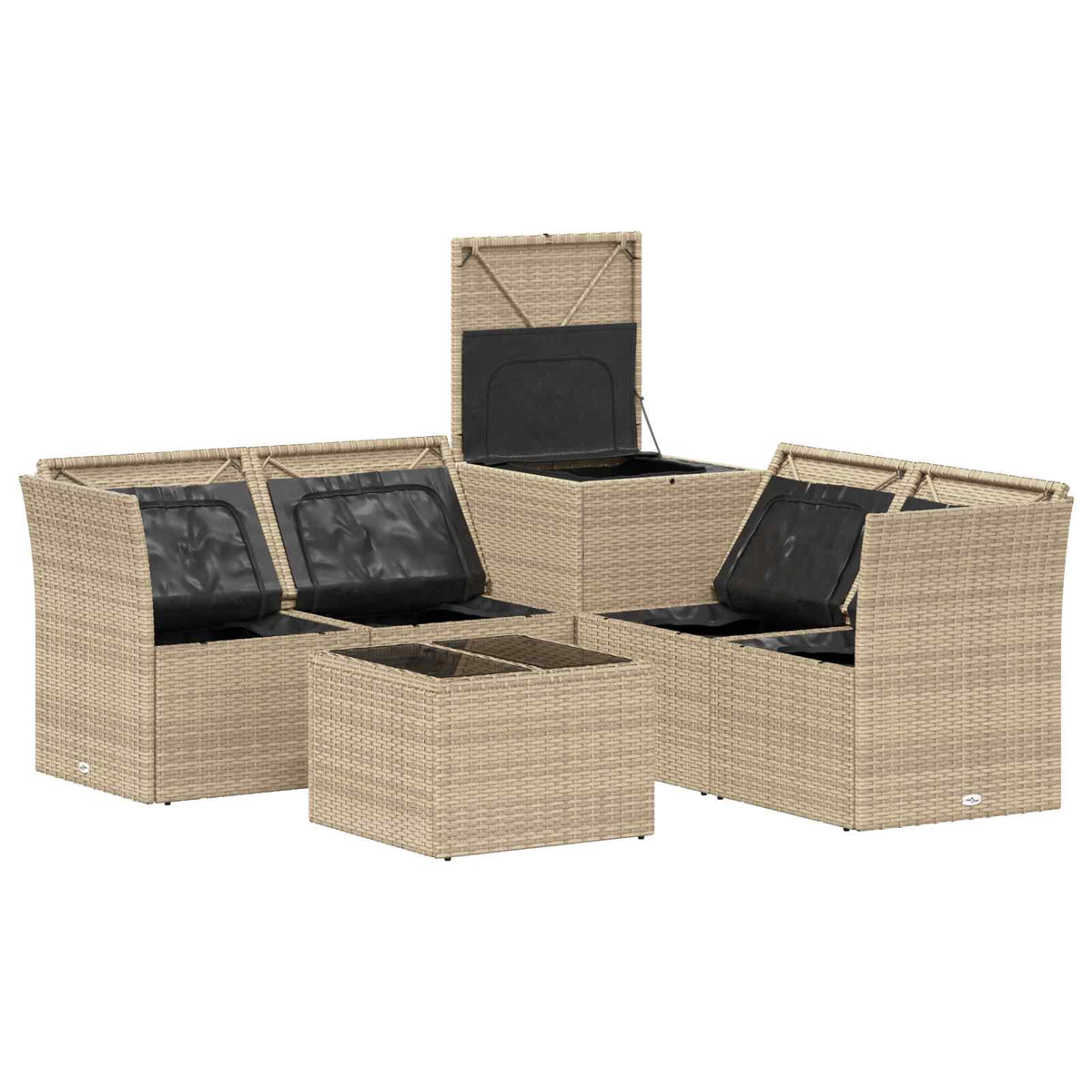 Set sofe 6 kom. Bež i svijetlo siva Poli Rattan i čelik
