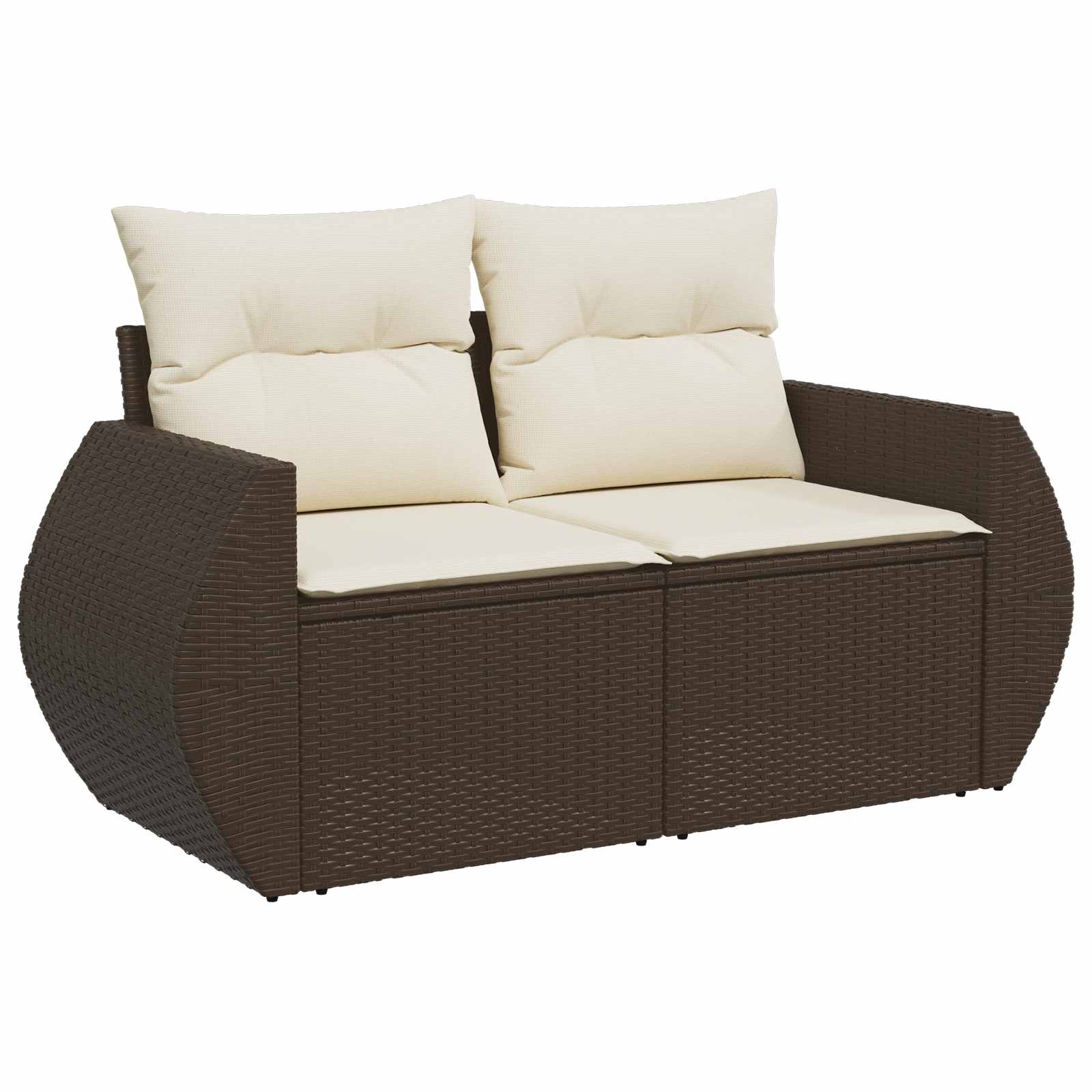 Set sofe 6 kom. Smeđa i krem bijela Poli Rattan i čelik