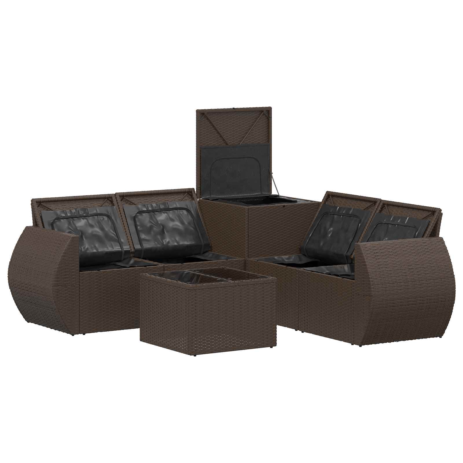 Set sofe 6 kom. Smeđa i krem bijela Poli Rattan i čelik
