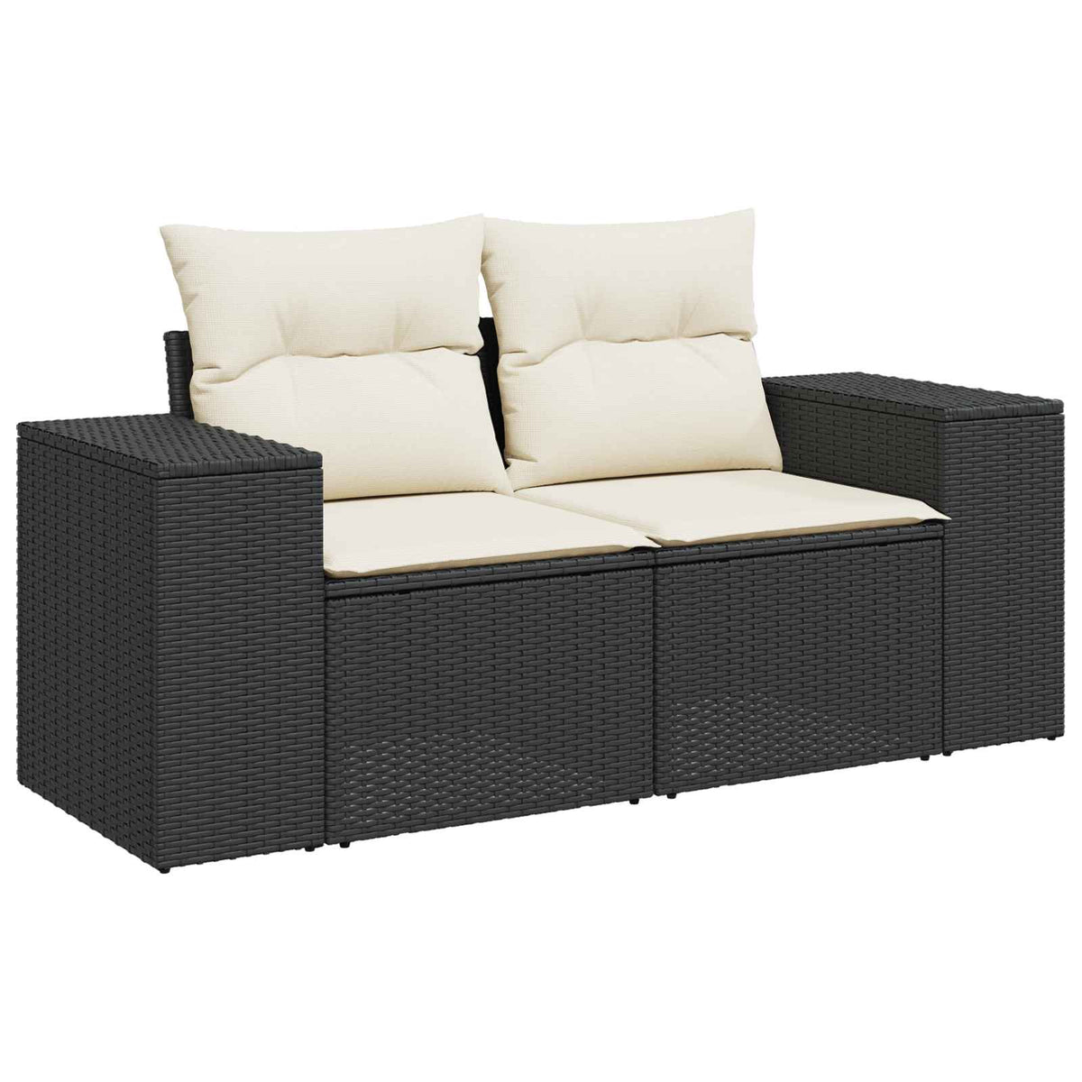 Set sofe 6 kom. Crna i krem-bijela Poli Rattan i čelik