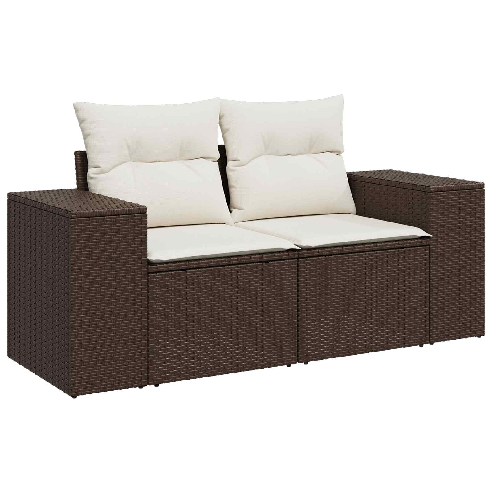 Set sofe 6 kom. Smeđa i krem bijela Poli Rattan i čelik