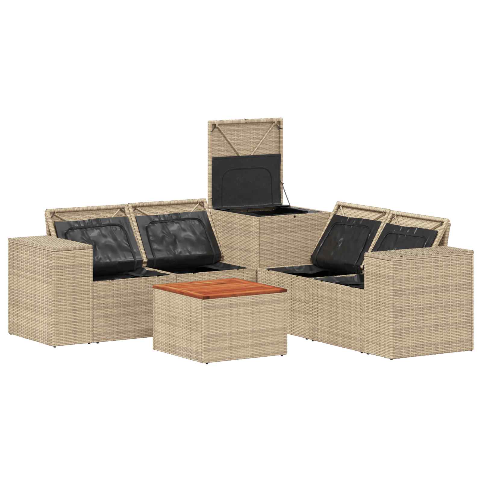 Set sofe 6 kom. Bež i svijetlo siva Poli Rattan i čelik