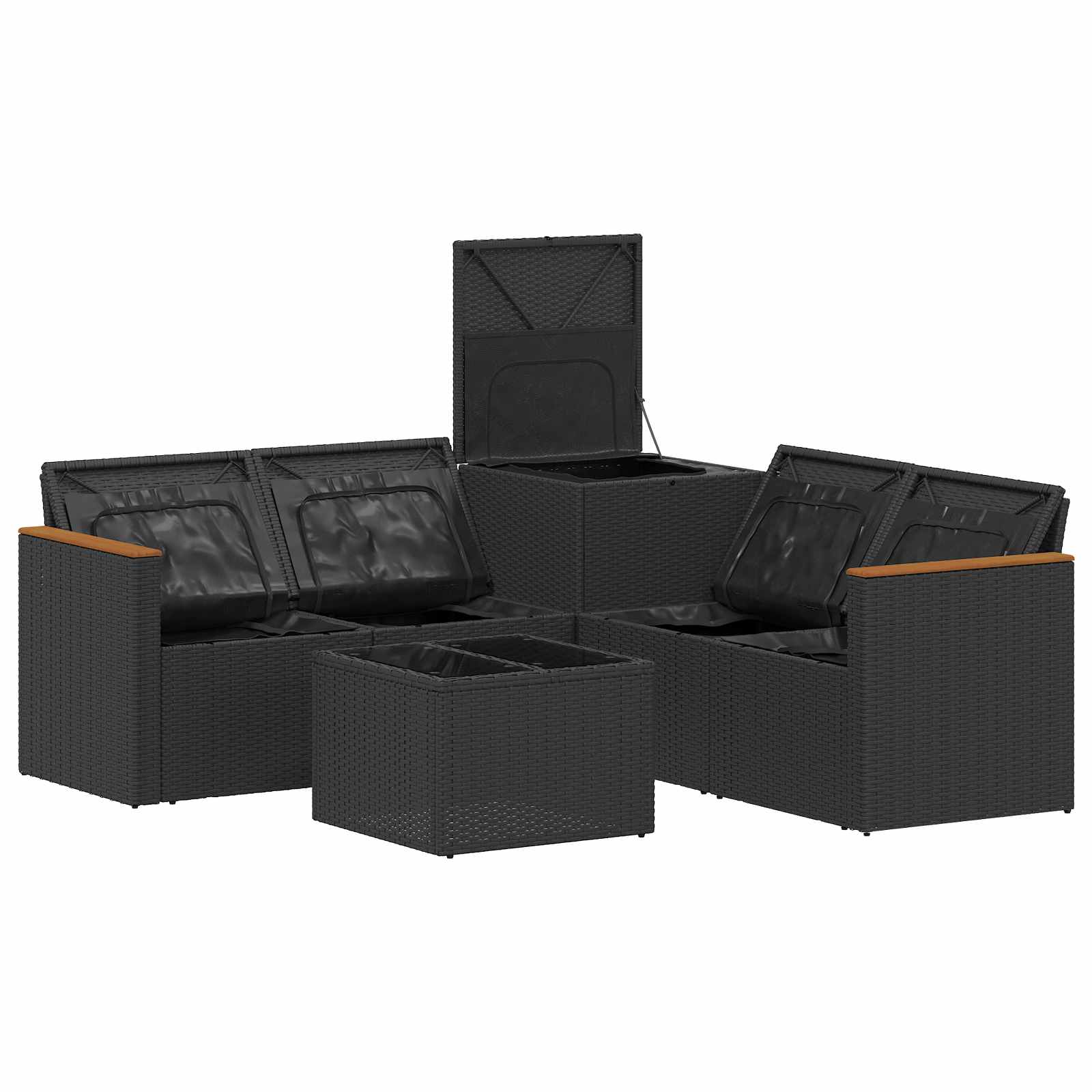 Set sofe 6 kom. Crna i krem-bijela Poli Rattan i čelik