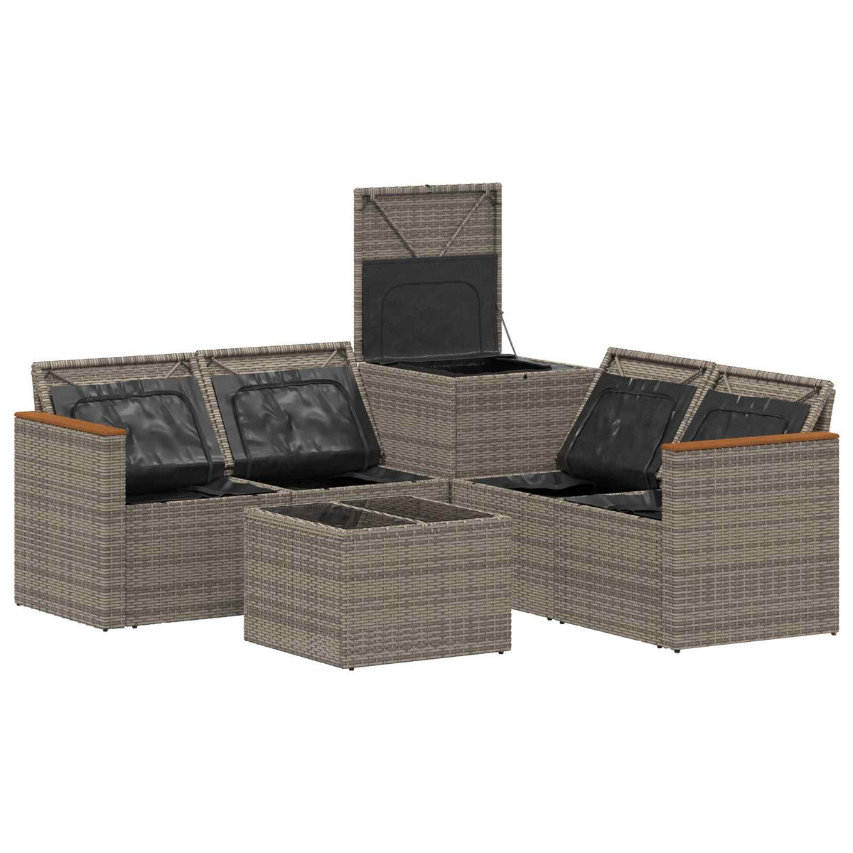 Set sofe 6 kom. Siva i tamno siva Poli Rattan i čelik