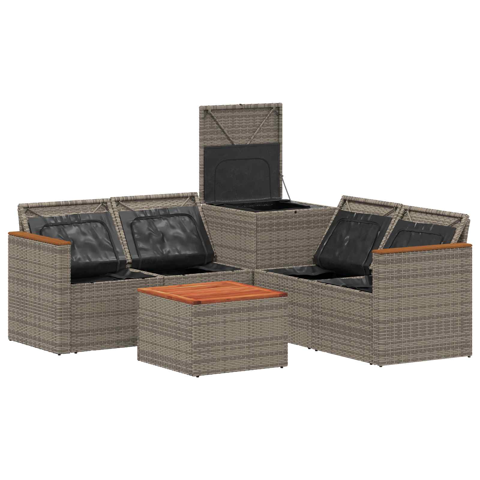 Set sofe 6 kom. Siva i tamno siva Poli Rattan i čelik