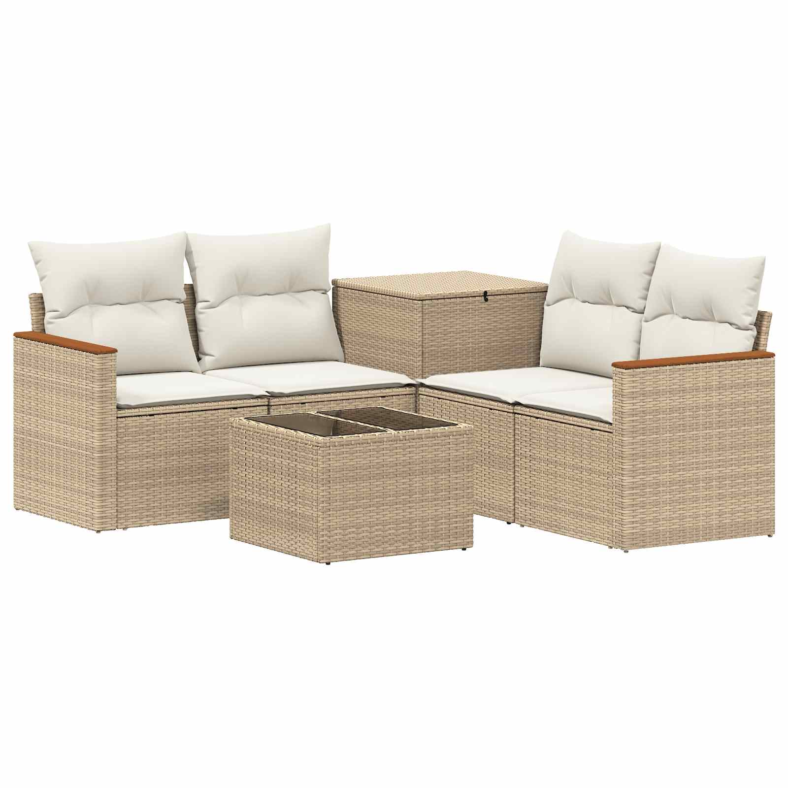 Set sofe 6 kom. Bež i krem bijela Poli Rattan i čelik