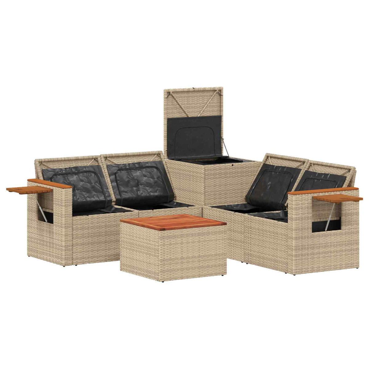 Set sofe 6 kom. Bež i krem bijela Poli Rattan i čelik
