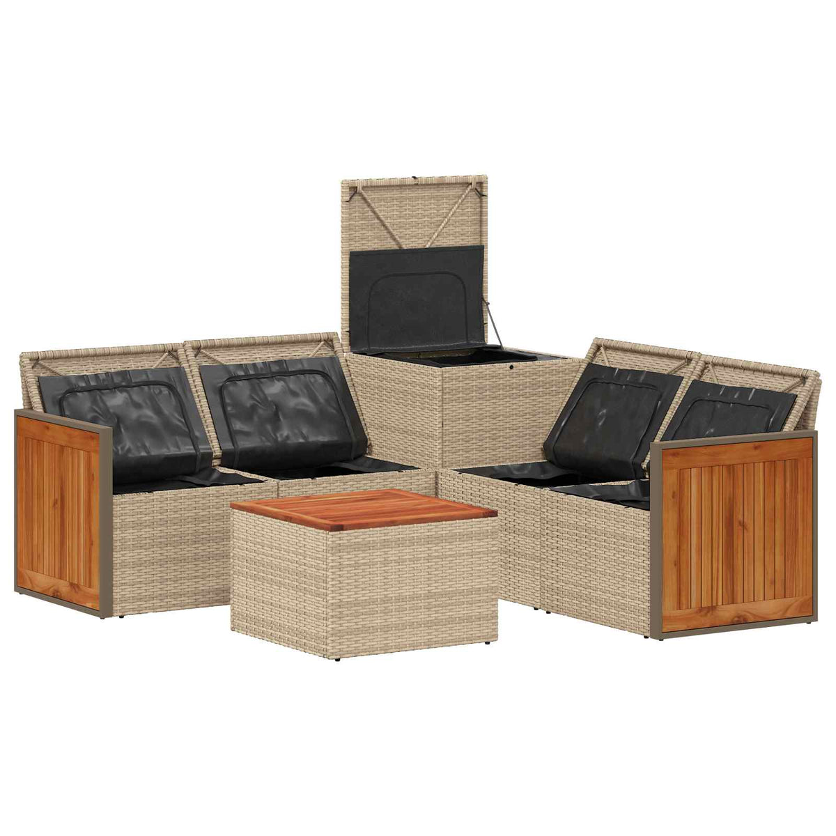 Set sofe 6 kom. Bež i krem bijela Poli Rattan i čelik