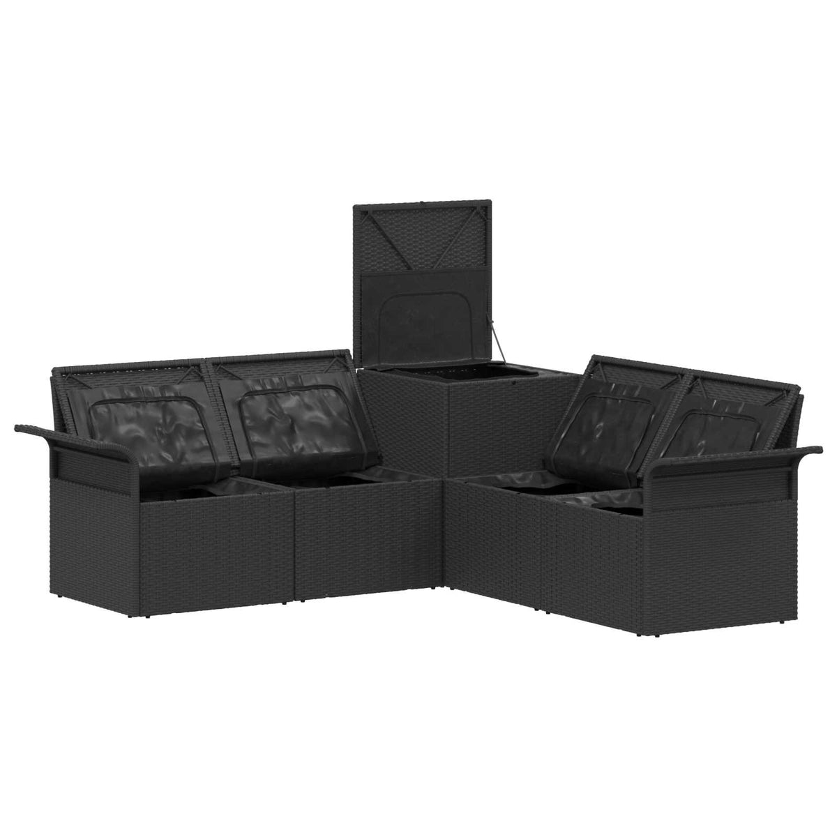 Set sofe 5 kom. Crna Poli Rattan i čelik