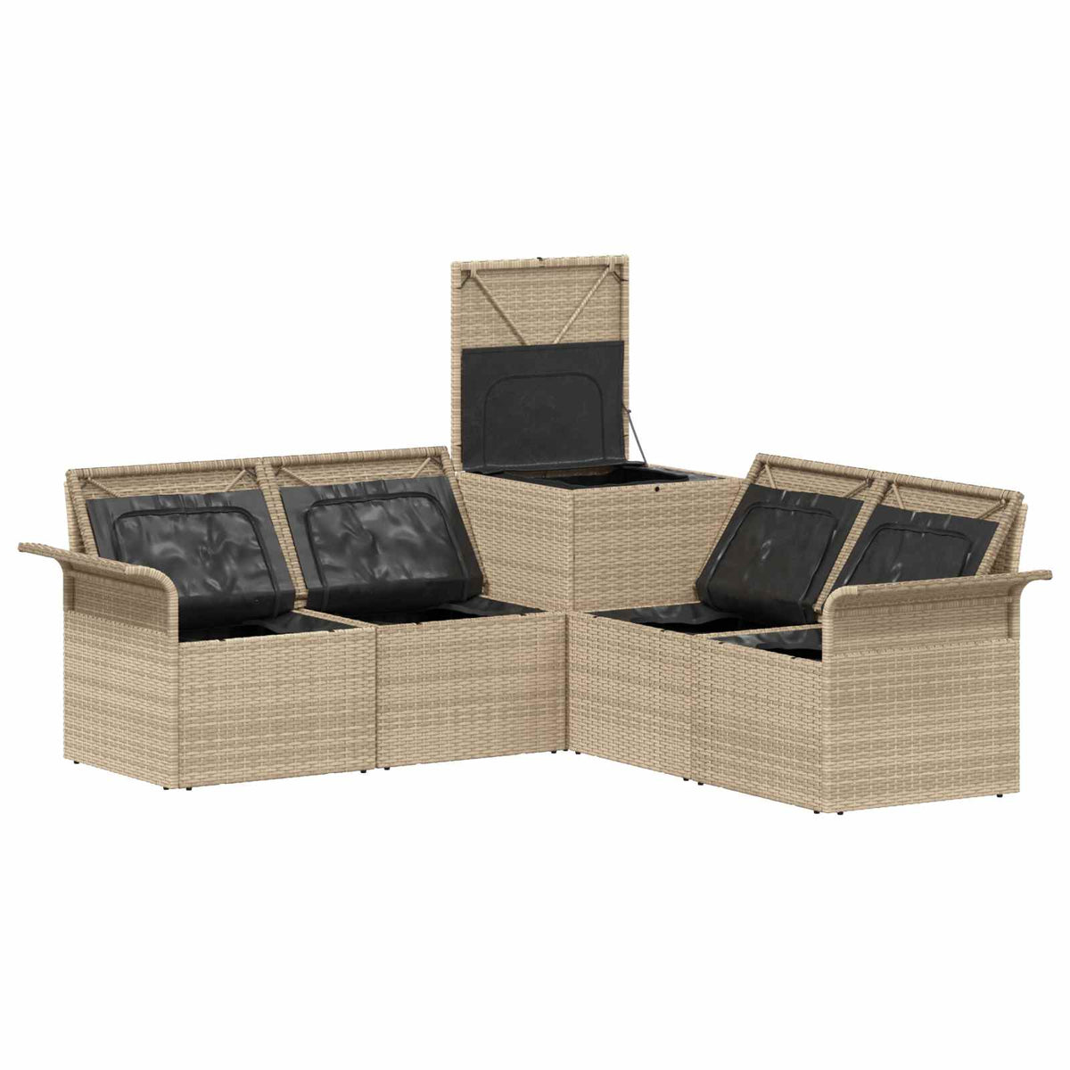 Set sofe 5 kom. Bež i krem bijela Poli Rattan i čelik