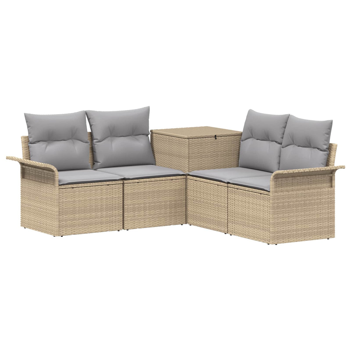 Set sofe 5 kom. Bež i svijetlo siva Poli Rattan i čelik