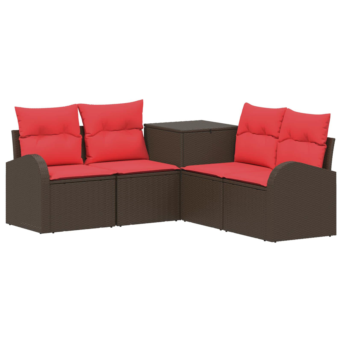 Set sofe 5 kom. Smeđa i crvena Poli Rattan i čelik