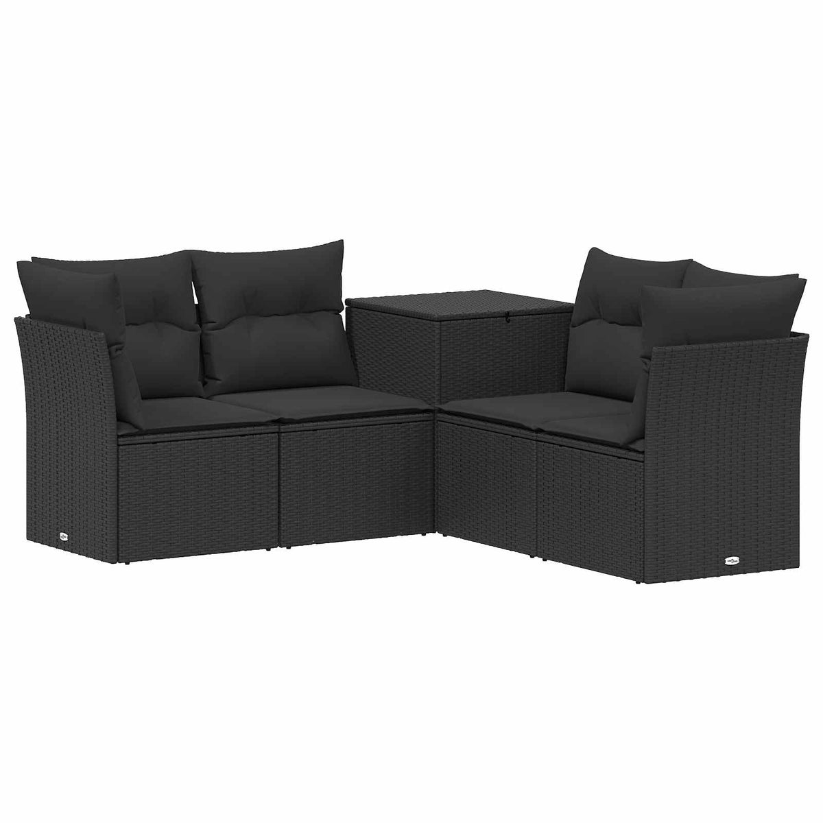 Set sofe 5 kom. Crna Poli Rattan i čelik