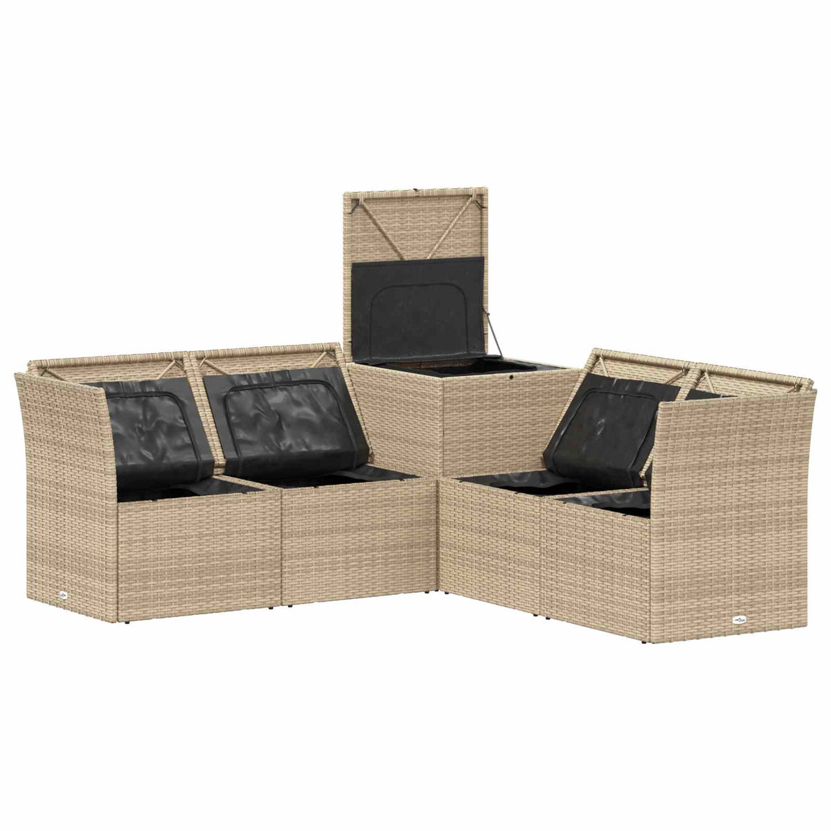 Set sofe 5 kom. Bež i krem bijela Poli Rattan i čelik