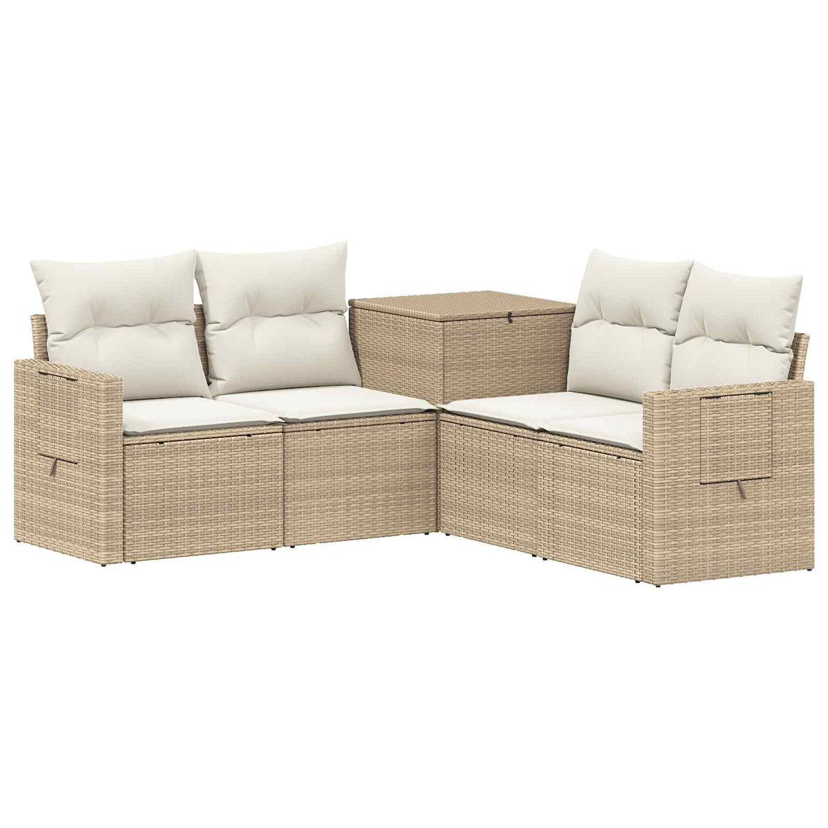 Set sofe 5 kom. Bež i krem bijela Poli Rattan i čelik