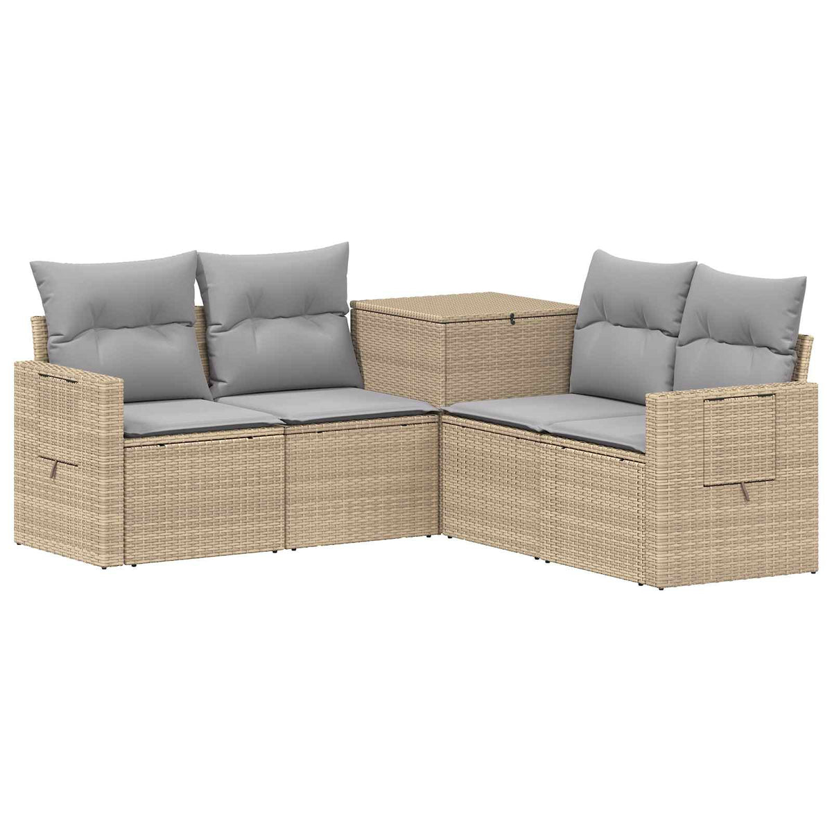 Set sofe 5 kom. Bež i svijetlo siva Poli Rattan i čelik