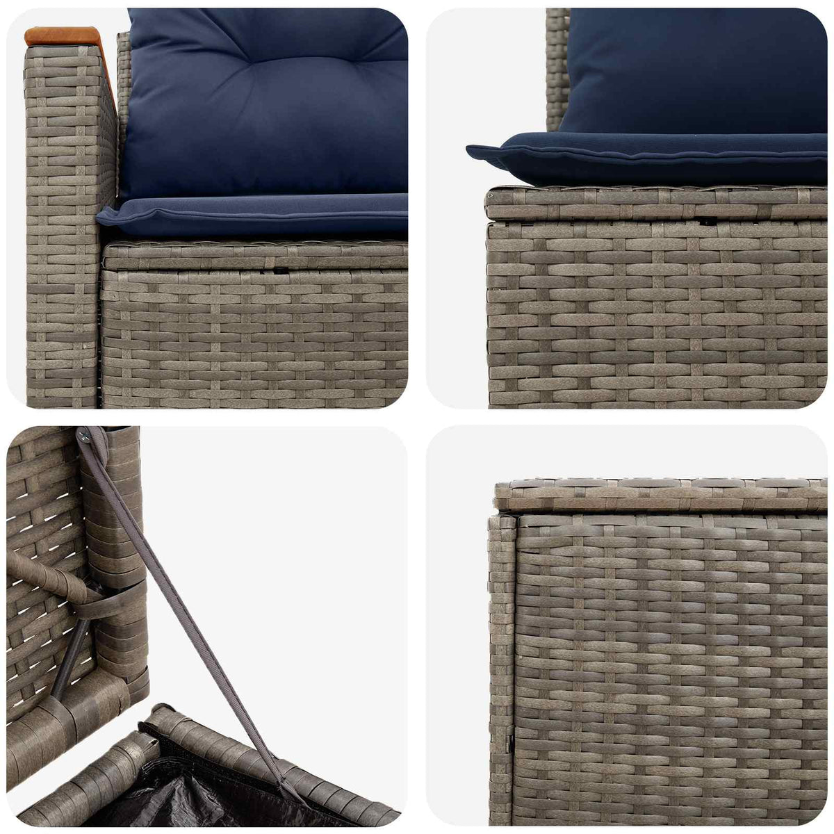 Set sofe 5 kom. Siva i tamnoplava 179 x 179 x 85 cm