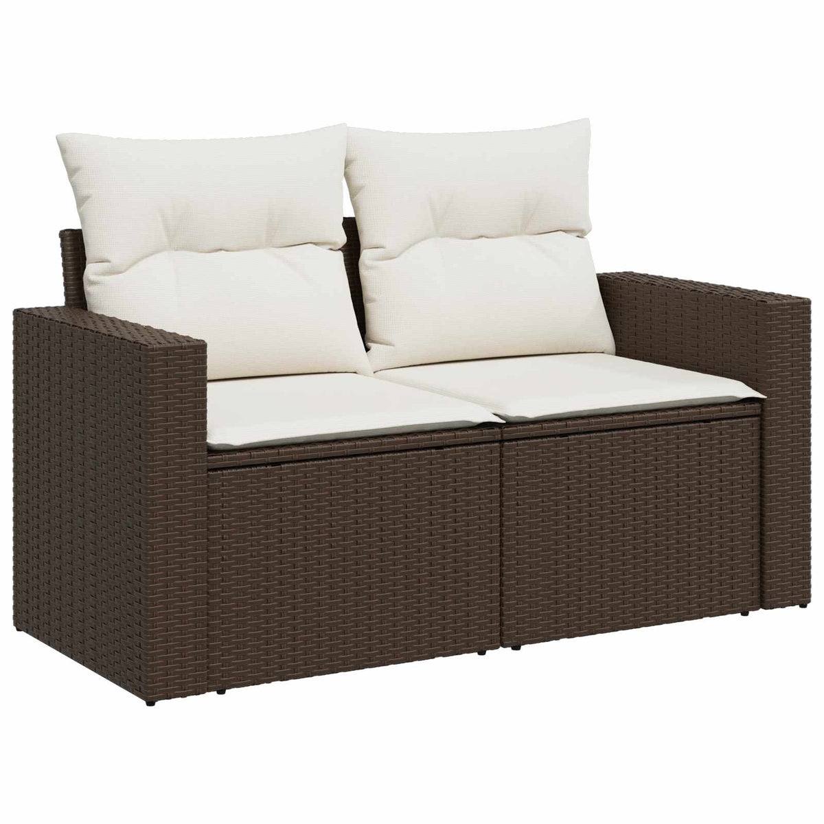 Set sofe 8 kom. Smeđa i krem bijela Poli Rattan i čelik
