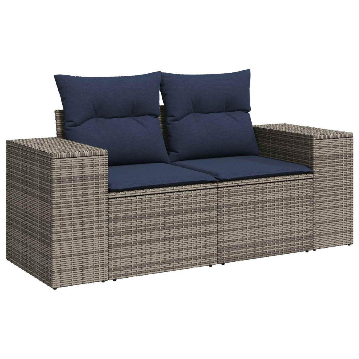 Set sofe 8 kom. Siva i tamnoplava Poli Rattan i čelik