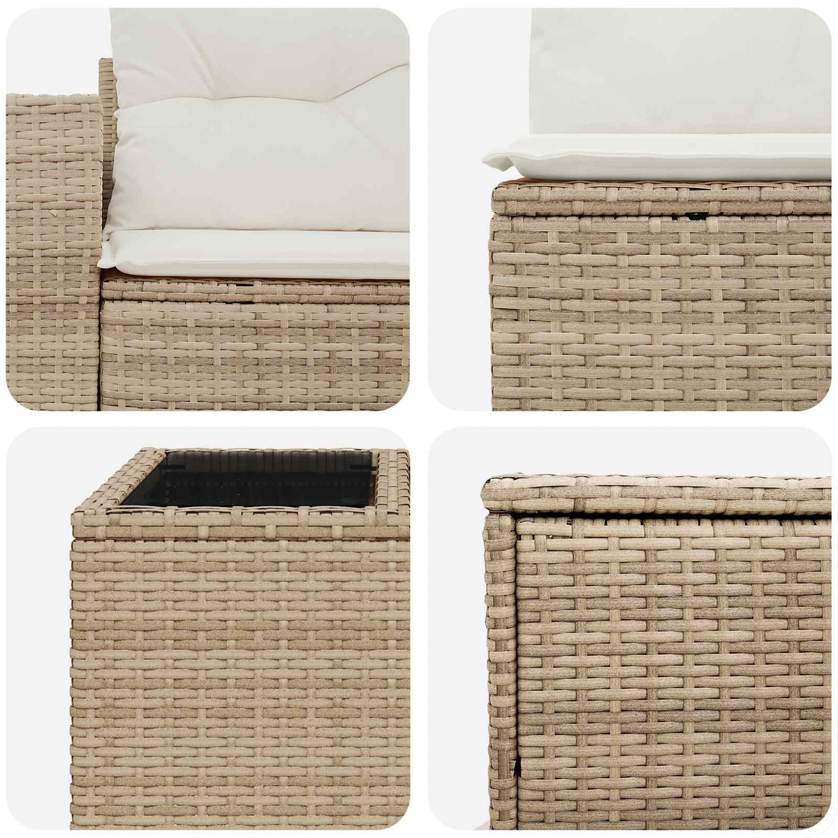 Set sofe 8 kom. Bež i krem bijela Poli Rattan i čelik