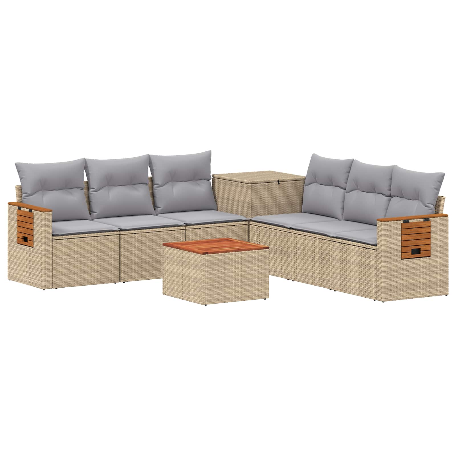 Set sofe 8 kom. Bež i svijetlo siva Poli Rattan i čelik