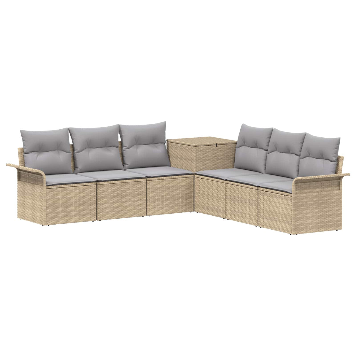 Set sofe 7 kom. Bež i svijetlo siva Poli Rattan i čelik