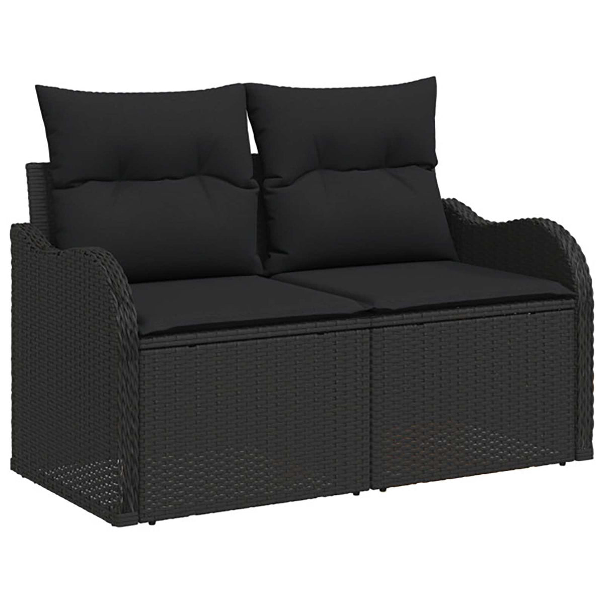 Set sofe 7 kom. Crna Poli Rattan i čelik