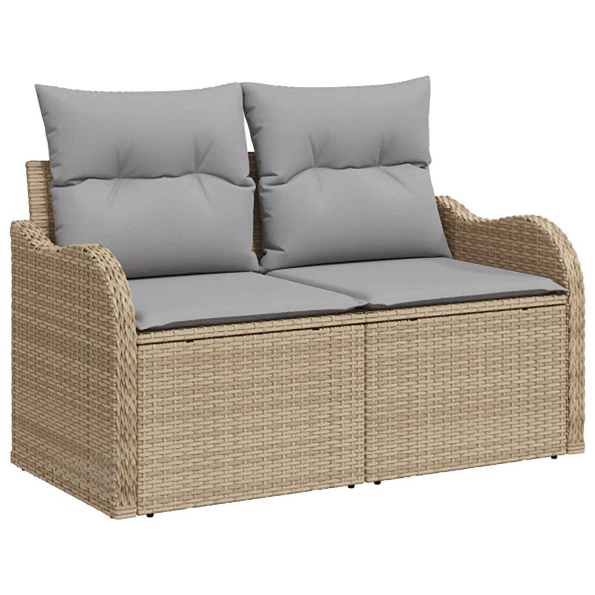Set sofe 7 kom. Bež i svijetlo siva Poli Rattan i čelik