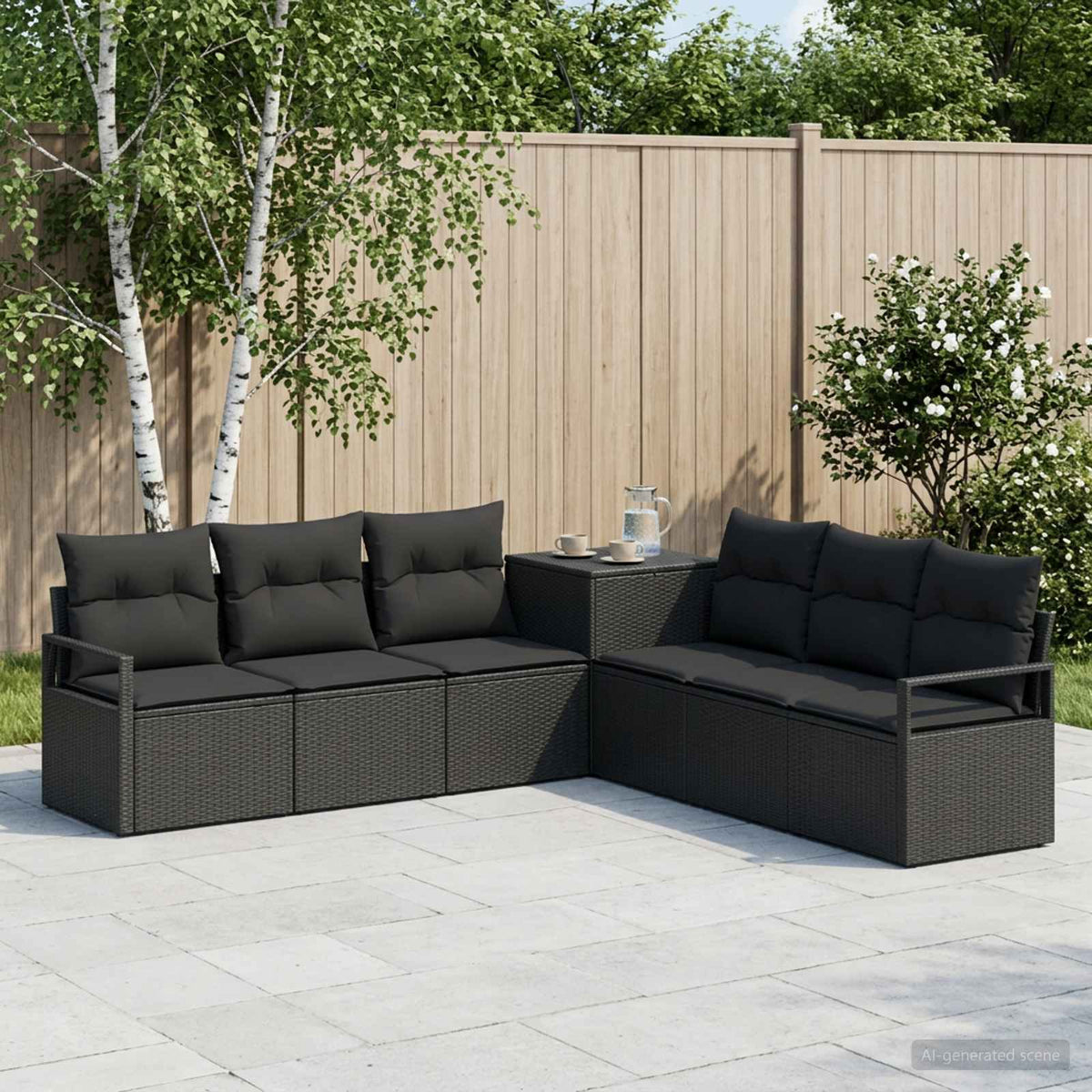 Set sofe 7 kom. Crna 120 x 62 x 69 cm Poli Rattan i čelik
