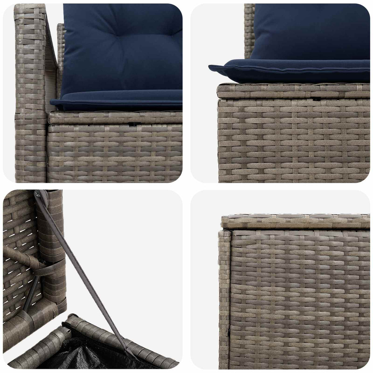 Set sofe 7 kom. Siva i tamnoplava 120 x 62 x 69 cm