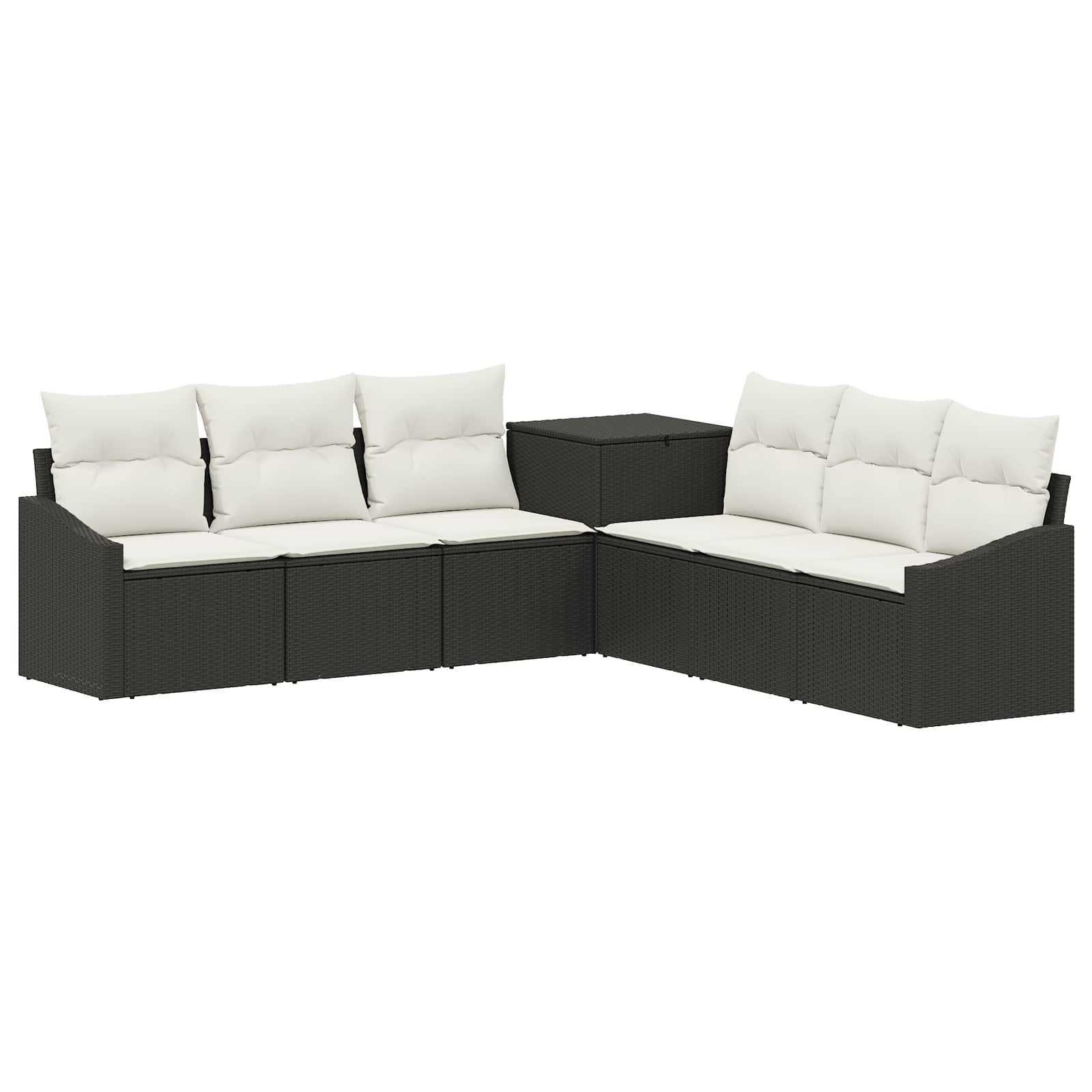 Set sofe 7 pcs Crna i krem-bijela Poli Rattan i čelik