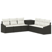 Set sofe 7 pcs Crna i krem-bijela Poli Rattan i čelik
