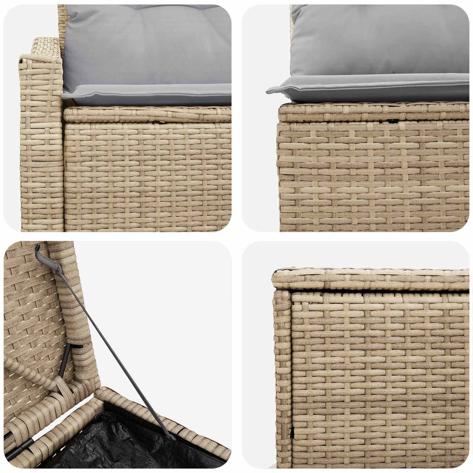 Set sofe 7 pcs Bež i svijetlo siva Poli Rattan i čelik