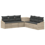 Set sofe 7 pcs Svijetlo siva i tamno siva Poli Rattan i čelik