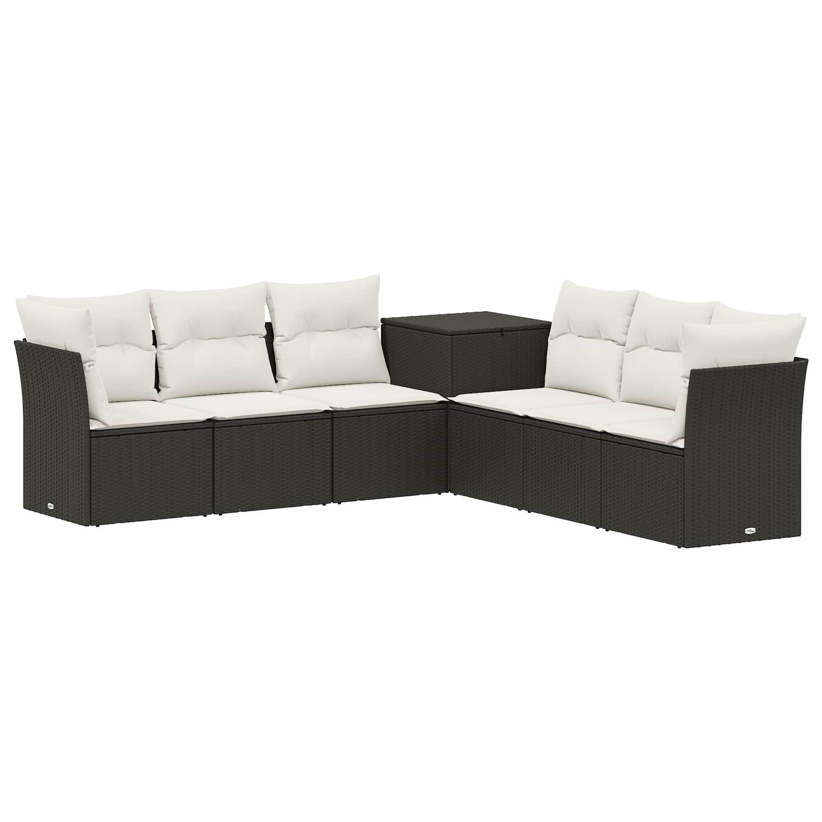 Set sofe 7 pcs Crna i krem-bijela Poli Rattan i čelik