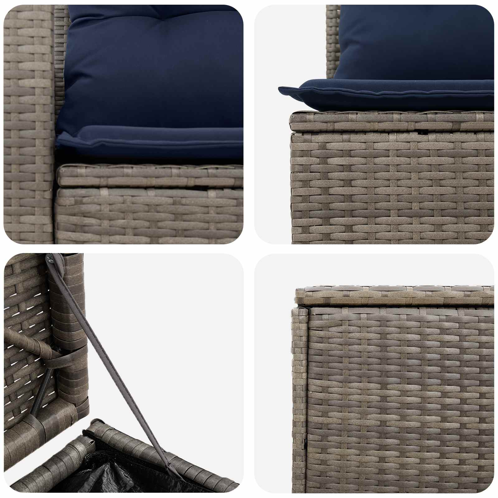 Set sofe 7 pcs Siva i tamnoplava Poli Rattan i čelik