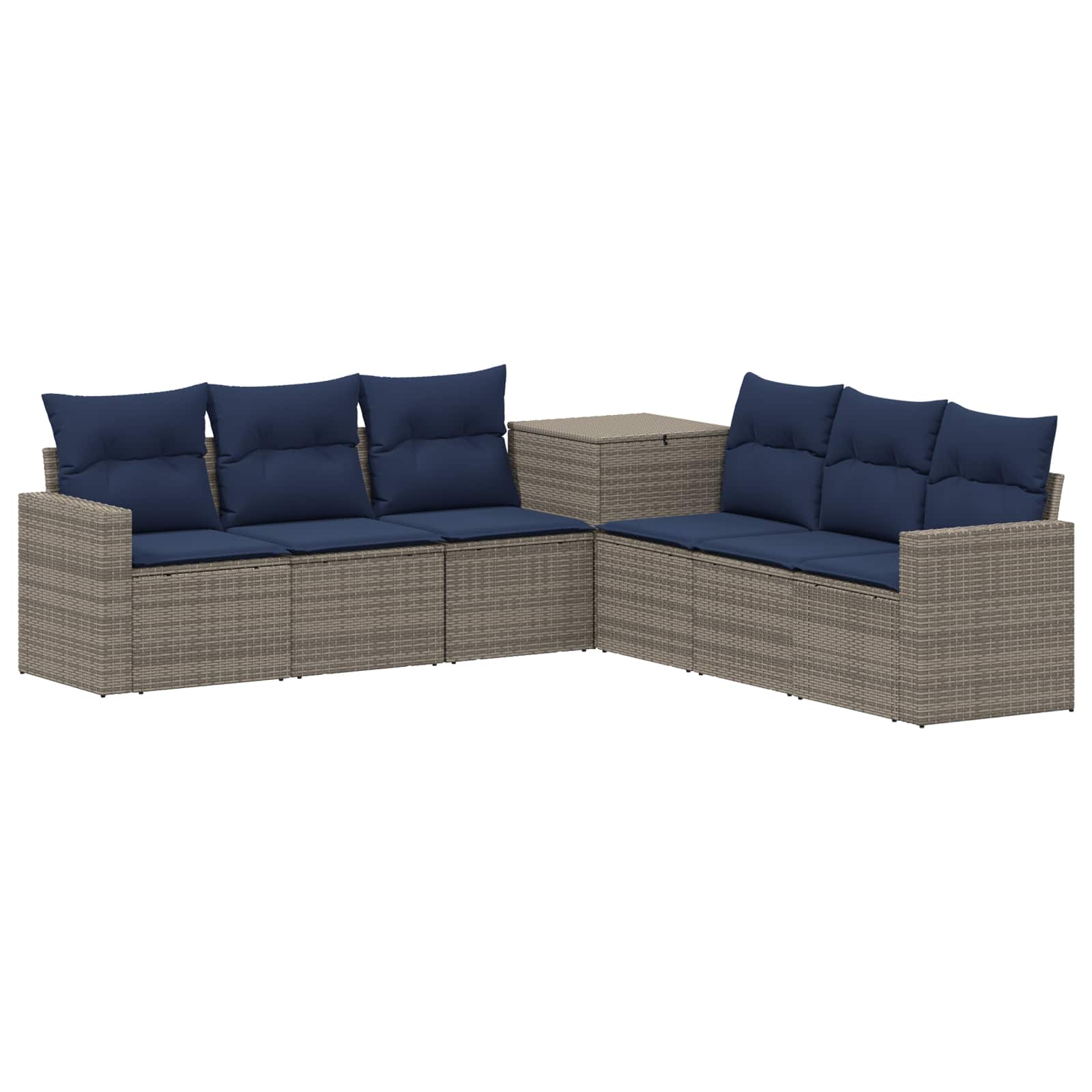 Set sofe 7 pcs Siva i tamnoplava Poli Rattan i čelik