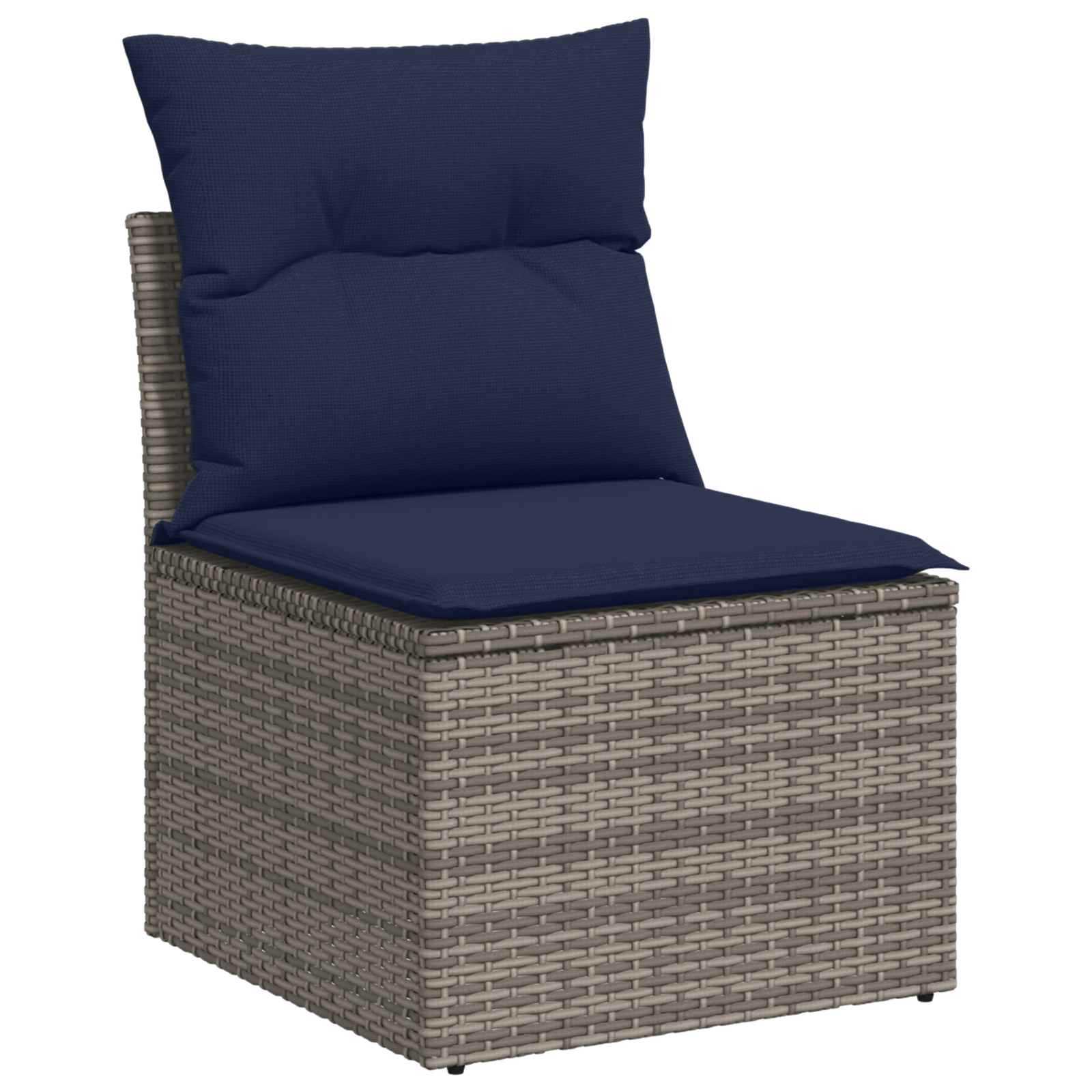 Set sofe 7 pcs Siva i tamnoplava Poli Rattan i čelik