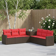 Set sofe 7 kom. Smeđa i crvena 234 x 234 x 85 cm