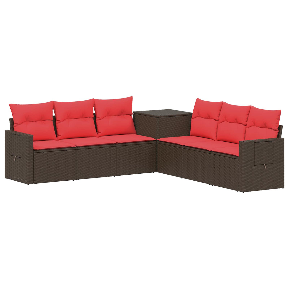 Set sofe 7 kom. Smeđa i crvena 234 x 234 x 85 cm