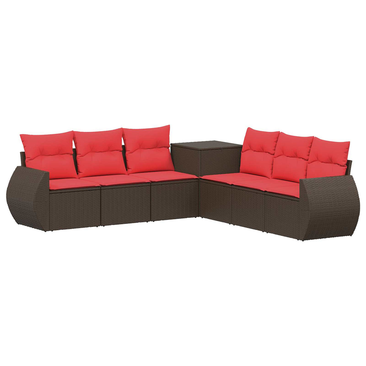 Set sofe 7 kom. Smeđa i crvena 243 x 243 x 85 cm