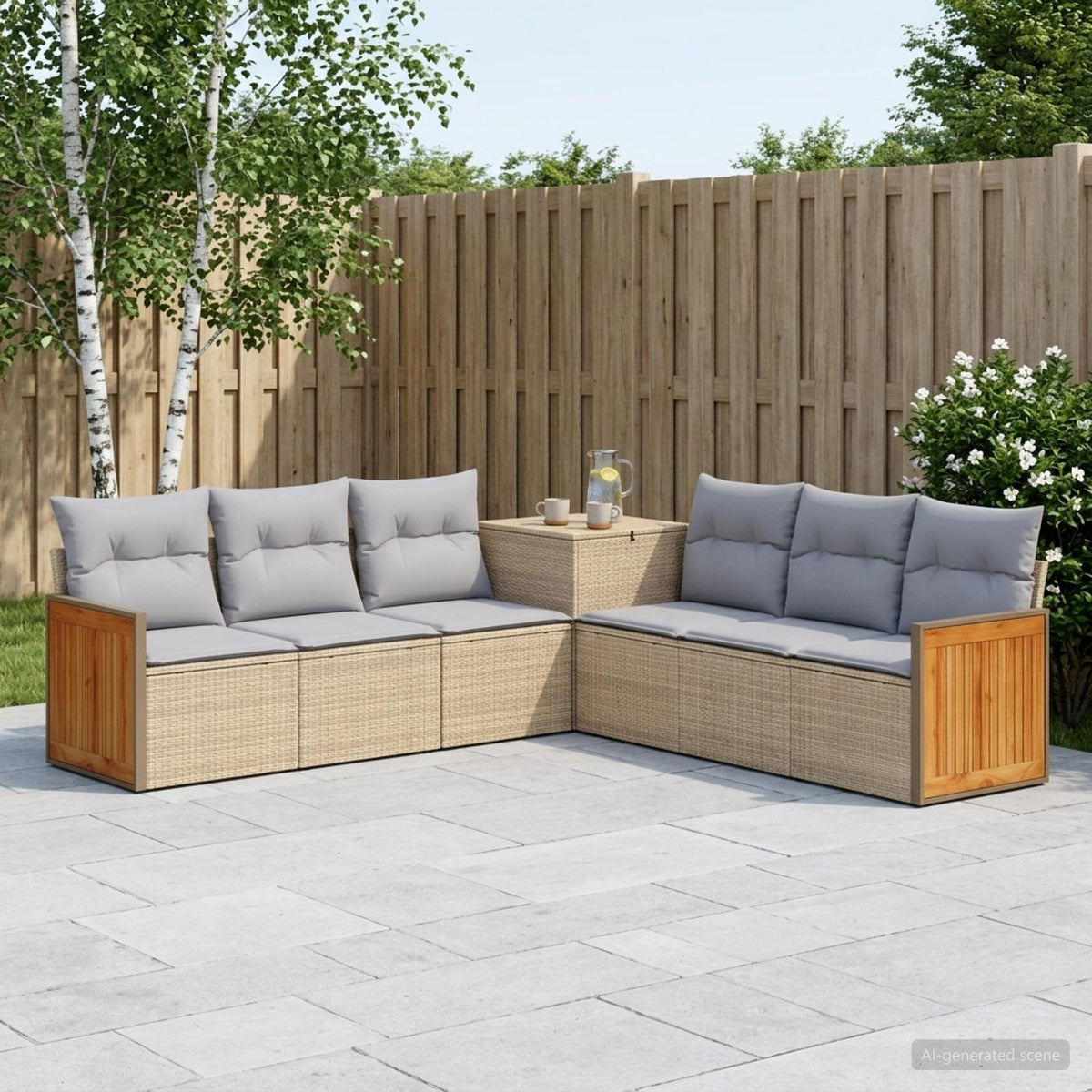 Set sofe 7 kom. Bež i svijetlo siva 118 x 62 x 69 cm