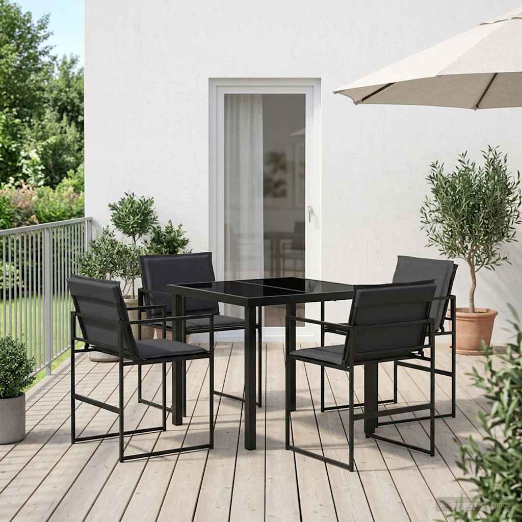 Vrtni set za objed 5 pcs Crna i tamno siva 80 x 80 x 73 cm