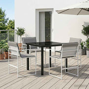 Vrtni set za objed 5 pcs Bijela i svjetlosiva 80 x 80 x 73 cm