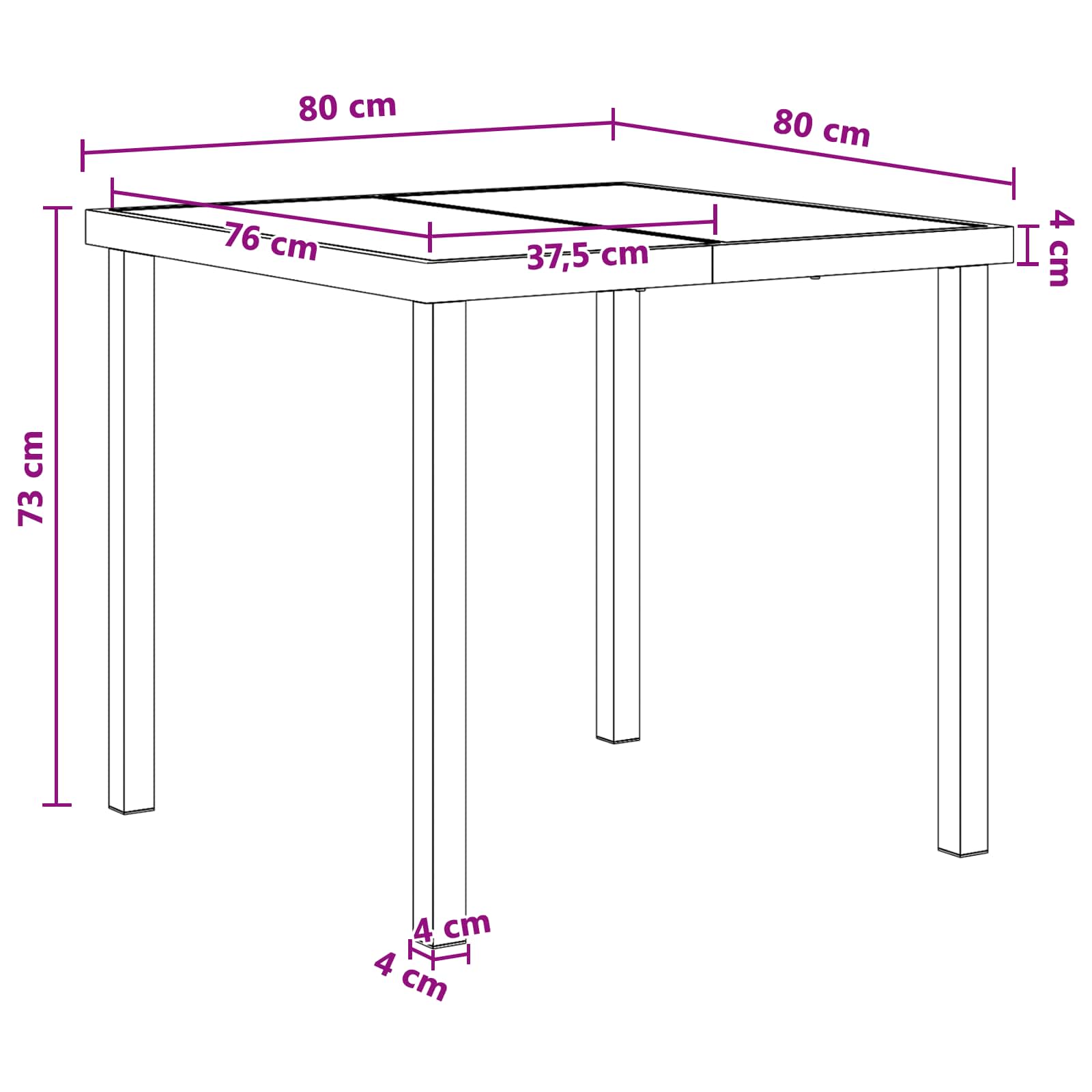 Vrtni set za objed 5 pcs Crna Textilene i čelik