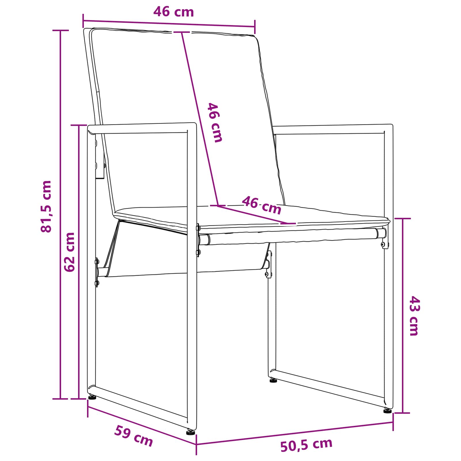 Vrtni set za objed 5 pcs Crna i antracit 80 x 80 x 73 cm