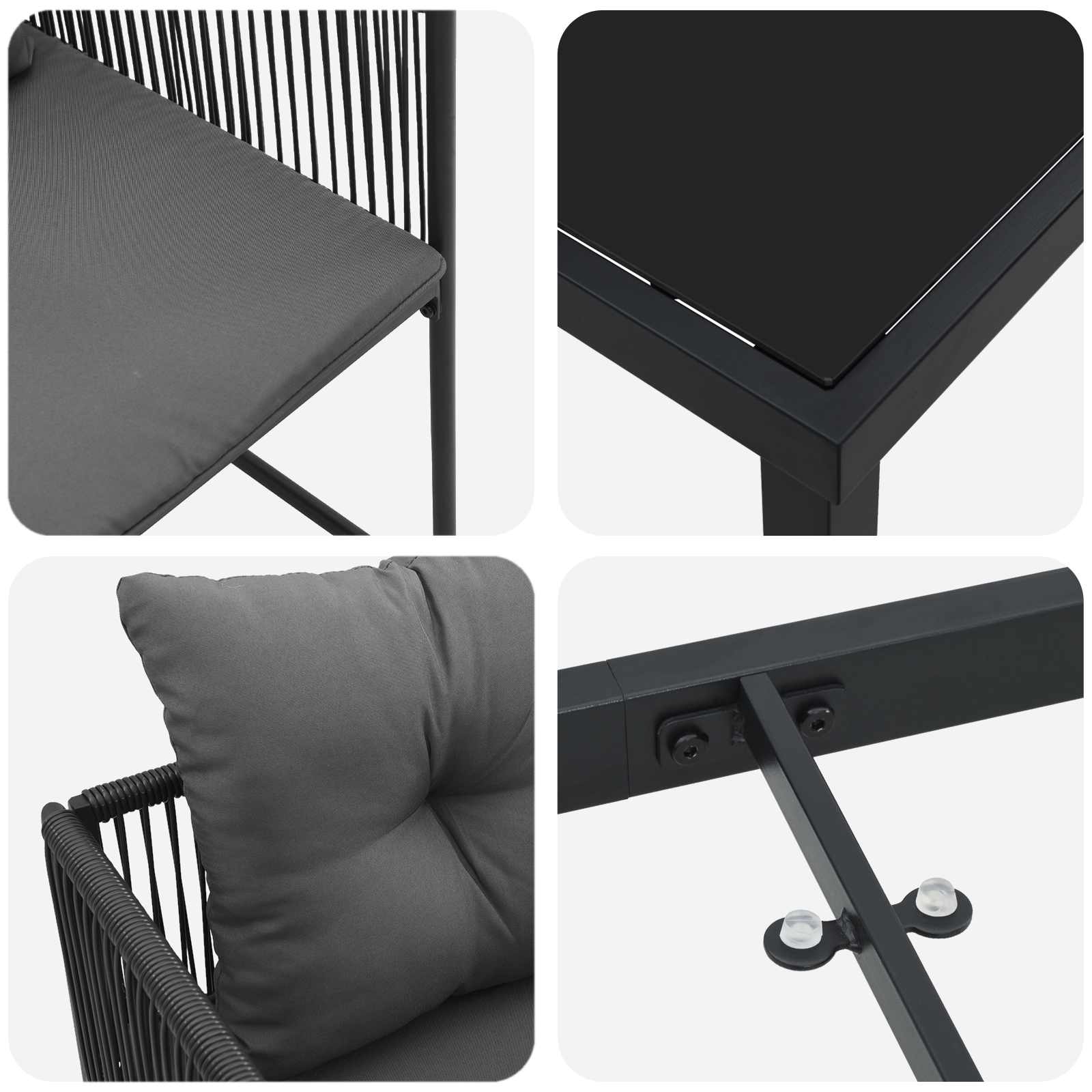 Vrtni set za objed 5 pcs Crna i antracit 140 x 80 x 73 cm