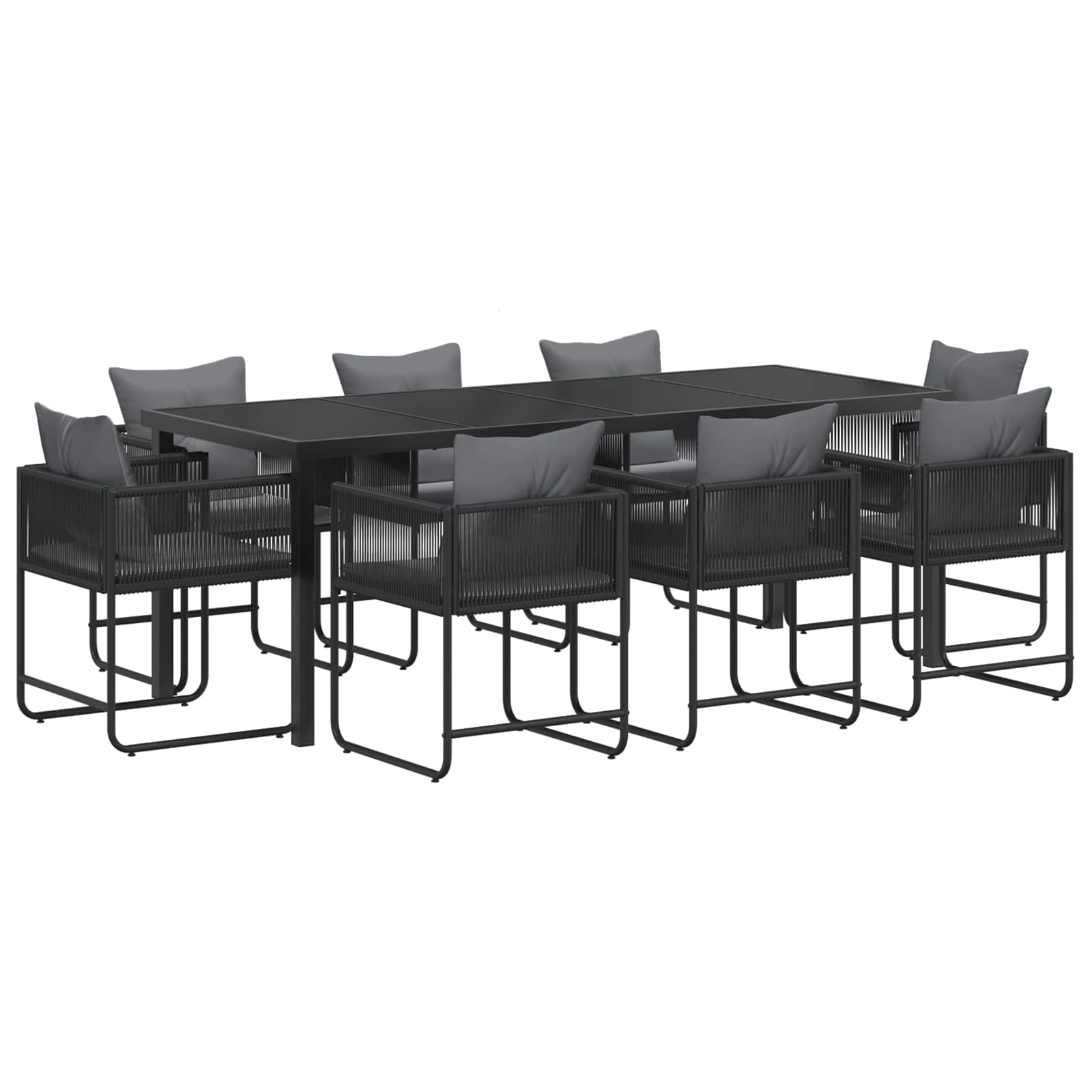 Vrtni set za objed 9 pcs Crna i antracit 200 x 80 x 73 cm