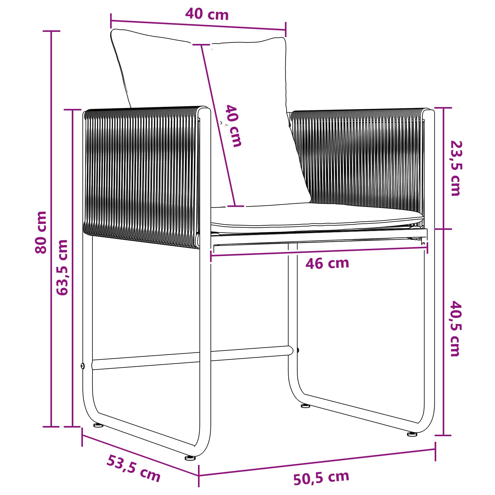 Vrtni set za objed 9 pcs Crna i antracit 200 x 80 x 73 cm